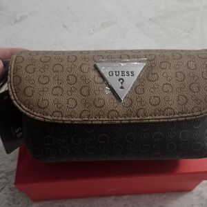 NEW Guess Brown and Black Cosmetic Bag